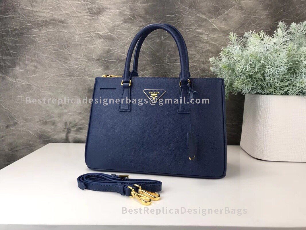 Prada Galleria Blue Medium Saffiano Leather Bag GHW 1801